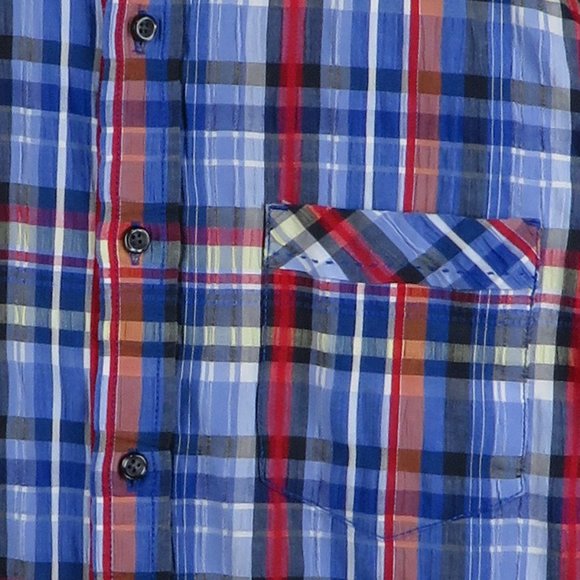 J. Campbell* Men's Short Sleeve Button Down Curved Hem‎ Plaid Shirt~ Size Medium - Picture 7 of 13